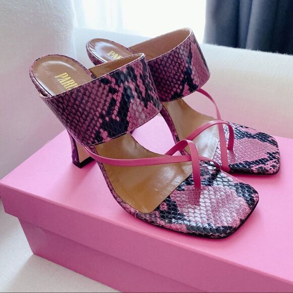 Paris Texas Python Print Crossover Thong Sandals - Picture 3 of 9